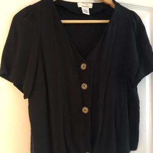 Black button up crop top